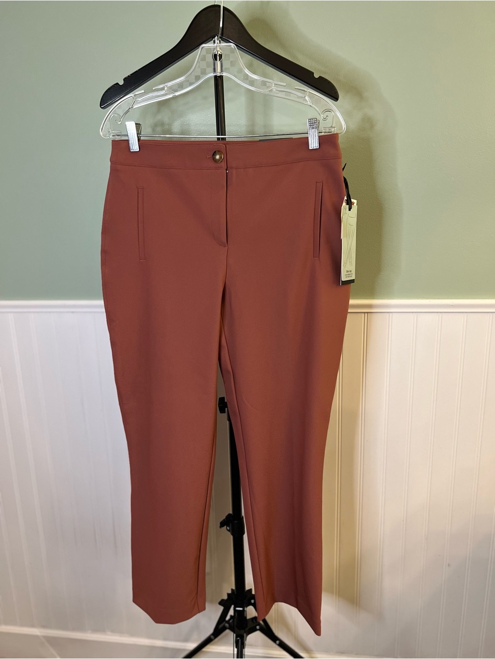 New With Tags- Rachel Zoe Hi-Rise Slim Leg Pants in Rust. Size 8